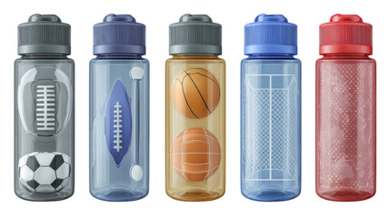 Clear plastic bottle of purified drinking water with blank label clean hydration product container close up isolated on white background