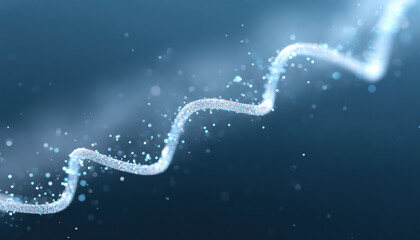 Serene abstract blue background with glowing light particle wave. technology energy motion creates magical feeling of data flowing through network