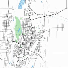 Map of the city of Cherkessk, Karachay-Cherkessia, Russia.