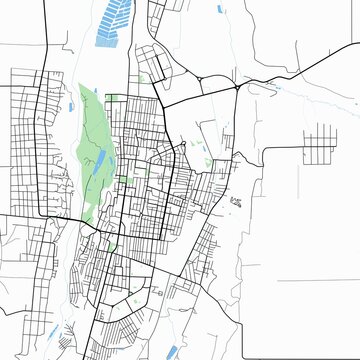 Map of the city of Cherkessk, Karachay-Cherkessia, Russia.