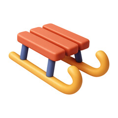 Cute 3D Cartoon Sled Icon for Winter Holiday Event Decoration