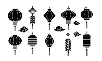 Chinese Lantern Silhouette Vector Illustration