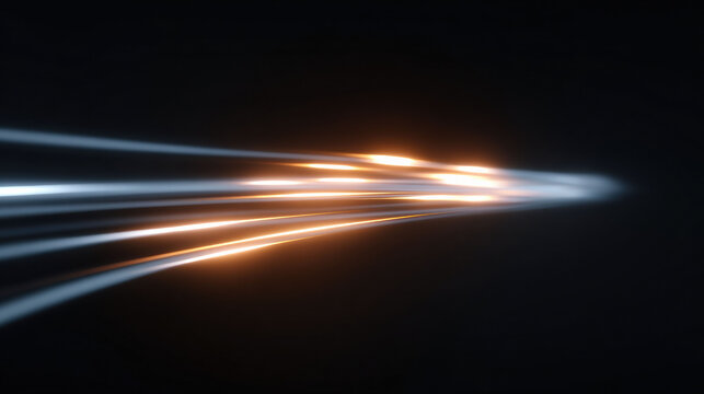 Dynamic abstract background with glowing blue and orange light streaks in fast motion. futuristic concept of speed, technology, data transfer, and fiber optic communication