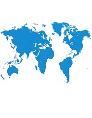 Obraz premium Simple world map, filled blue, outlined in white