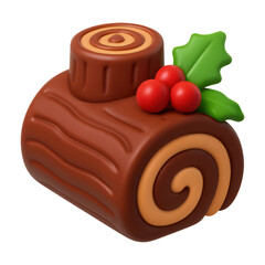 Cute 3D Cartoon Yule Log for Winter Holiday Decorations