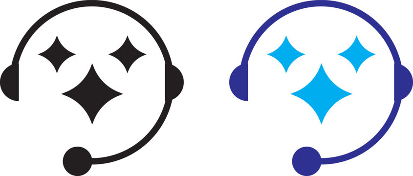 ai customer service icon set. chat headphone sign. Customer Support and Communication.  Virtual help chat bot with headset. customer support bots.  Ideal for virtual help tools