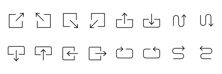 Collection of arrow icons in a box. Box icon. Arrow icon. Direction icon. Vector illustration