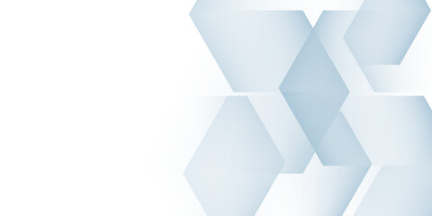 Elegant abstract 3D render featuring a geometric hexagonal pattern in soft white and light blue tones with a modern aesthetic. Eps 10