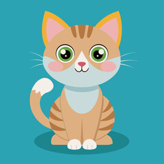 Obraz premium Cute cat cartoon vector illustration, playful kitten character for children’s books, stickers, apparel, pet branding, social media graphics, editable EPS artwork for print and digital use
