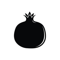 Bold black pomegranate fruit silhouette isolated clean icon design