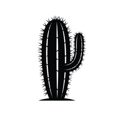 Graphic black silhouette desert cactus icon with pointed thorns
