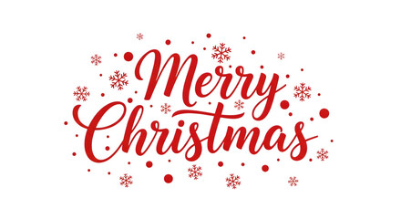Merry christmas text with snowflakes isolated on transparent background