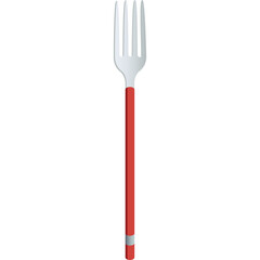 A Detailed 3D Rendering of a Silver Fork with a Red Handle and Silver Accents Against a Clean White Background