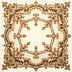 Ornate wooden frame isolated on white background