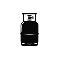 Black silhouette gas cylinder icon for energy and fuel supply