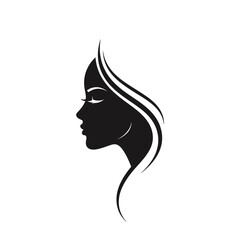 Stylized woman's profile silhouette with flowing hair graphic