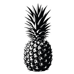 Monochromatic pineapple vector illustration, isolated tropical fruit