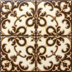 Decorative brown and beige tile arrangement