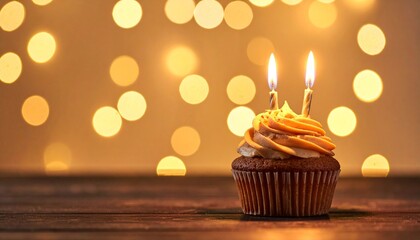Festive Cupcake with Lit Candles A Celebration of Birthdays and Joyous Occasions