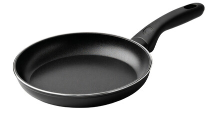 Modern frying pan with non-stick coating, ergonomic handle and Thermo-Spot heating indicator isolated on white background, ideal for cooking