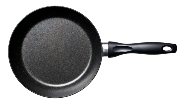 Modern frying pan with non-stick coating, ergonomic handle and Thermo-Spot heating indicator isolated on white background, ideal for cooking