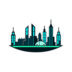Fototapeta premium Futuristic city skyline with flying cars silhouette vector illustration 
