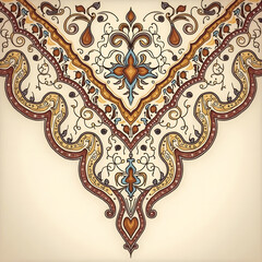 Ornamental paisley pattern with floral elements