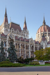 Closeup view of Hungary parliament building in Budapest.