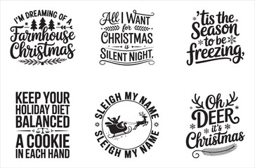 Collection of festive christmas phrases and calligraphy designs for holiday season