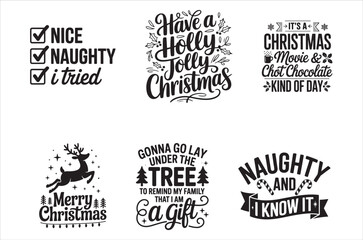 Christmas list and festive phrases displayed on a white background