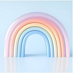 Colorful 3d rainbow with clouds on transparent background for designs and projects. Isolated illustration