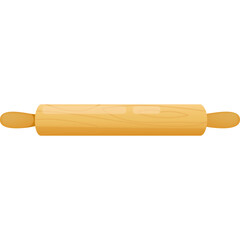 A Realistic Wooden Rolling Pin with Natural Grain Detail Isolated on a Transparent Background Perfect for Culinary and Baking Graphics