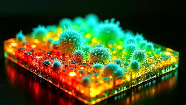 Microbial community fluorescent art scene