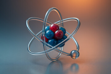 Atomic Model with Red and Blue Spheres