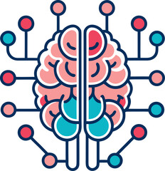 AI brain with circuits , white background 