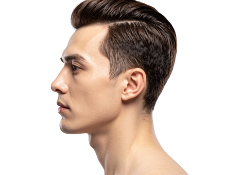 Realistic Human Head Side Profile with Subtle Lighting – Beauty and Health Concept PNG 
