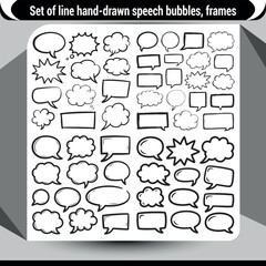 Hand-drawn speech and thought bubble doodle frames collection