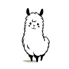 Naklejka premium alpaca. alpaca simple black and white line art vector logo