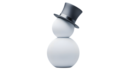 White egg snowman with top hat isolated on transparent background