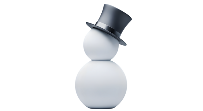 White egg snowman with top hat isolated on transparent background - Powered by Adobe