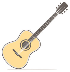 Fototapeta premium Acoustic guitar illustration with a clean and simple design on a white background