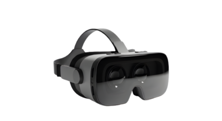 Virtual reality headset with black color isolated on transparent background for gaming and entertainment purposes