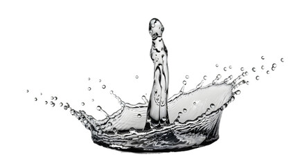 Water splash isolated on transparent background, capturing the dynamic movement and purity of liquid in midair