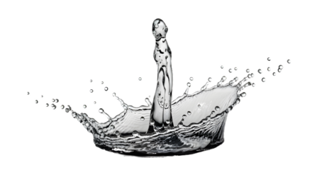 Water splash isolated on transparent background, capturing the dynamic movement and purity of liquid in midair