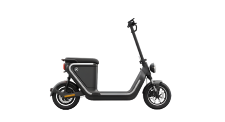 Modern electric scooter with seat isolated on transparent background, a sustainable urban transportation