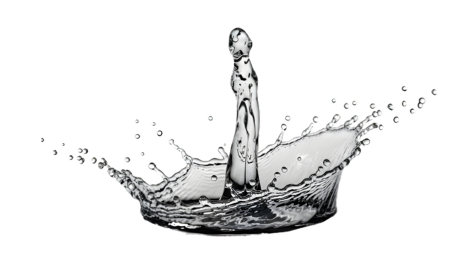 Water splash isolated on transparent background, capturing the dynamic movement and purity of liquid in midair