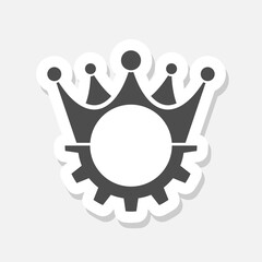 Crown gear logo sticker isolated on gray background