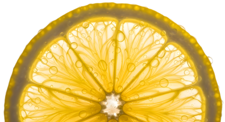 Lemon slice with water droplets isolated on transparent background, perfect for a refreshing drink