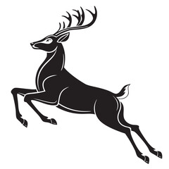 Leaping Black Stag with Antlers Silhouette deer animal