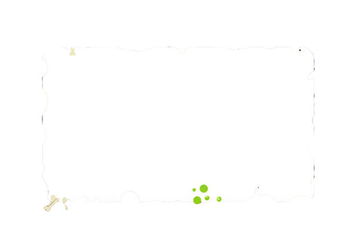 Festive, repeating halloween border with cartoonish jack-o'-lanterns, black cats, purple skulls, bubbling cauldrons, framing transparent copy space, flat graphic vector art concept for event promotion